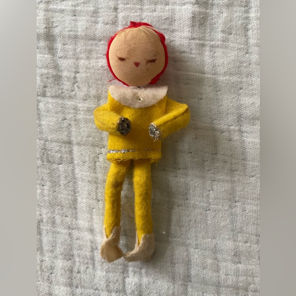 Yellow felt elf from the 1950’s 1960’s made in Japan